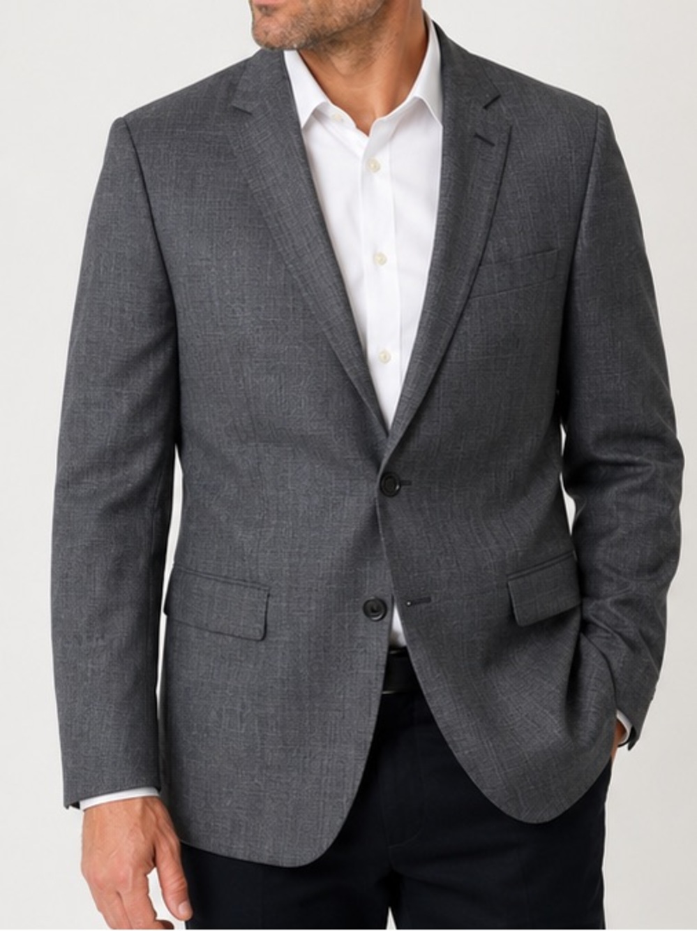 Hugo Boss The Grand Central US Gray Virgin Wool Two Button Sport Coat Blazer 44L